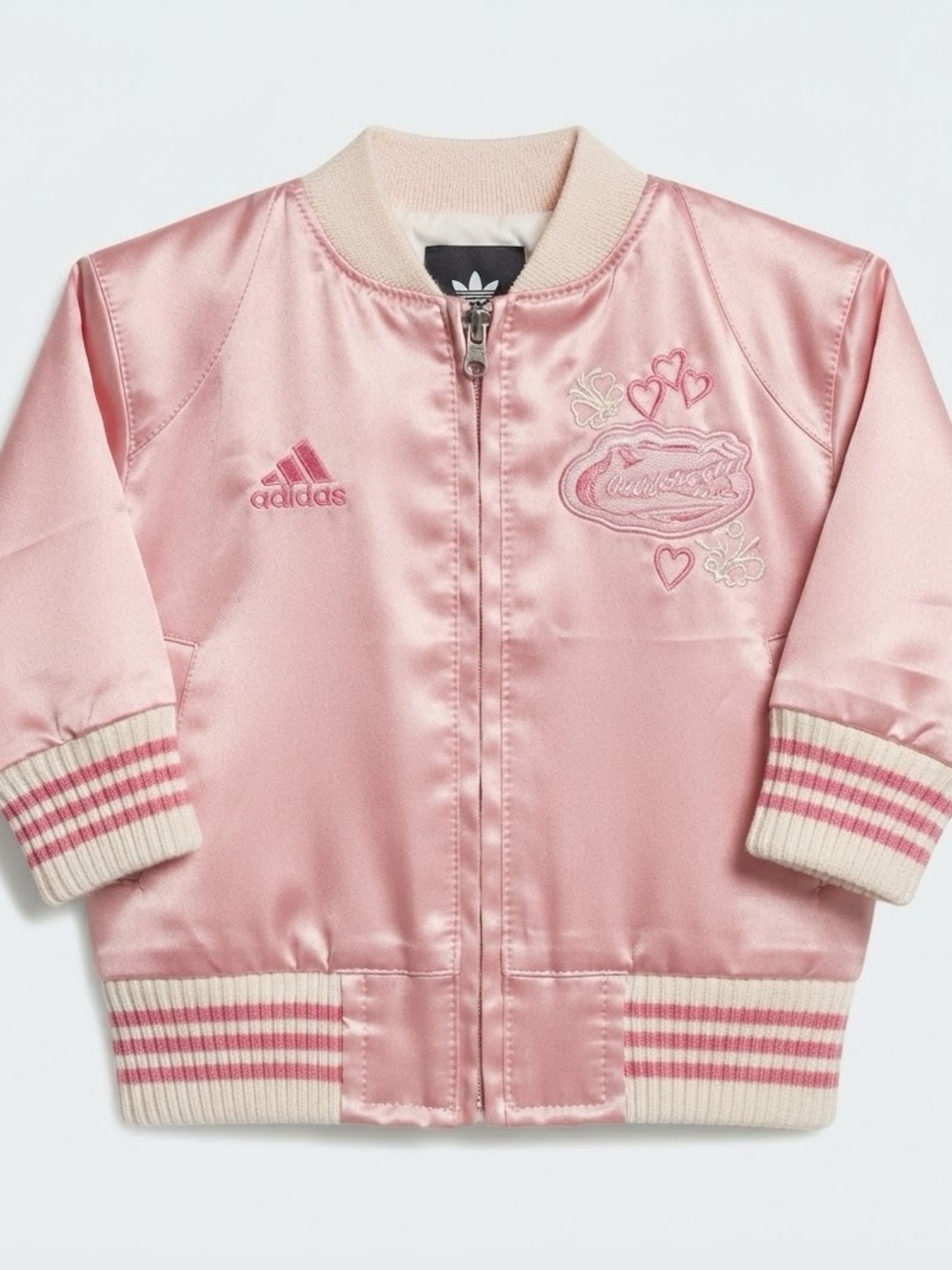 adidas Pink Satin Kids Bomber Jacket